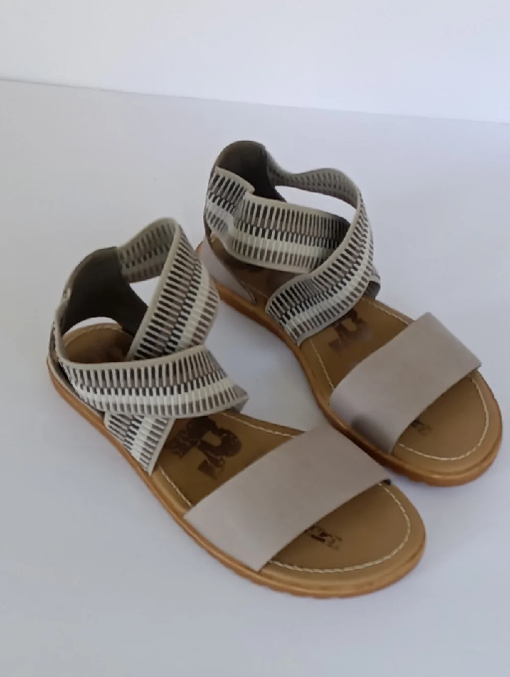 Sorel Ella Womens Leather & Elastic  Gladiator Sandals Size 6 Gray & Tan